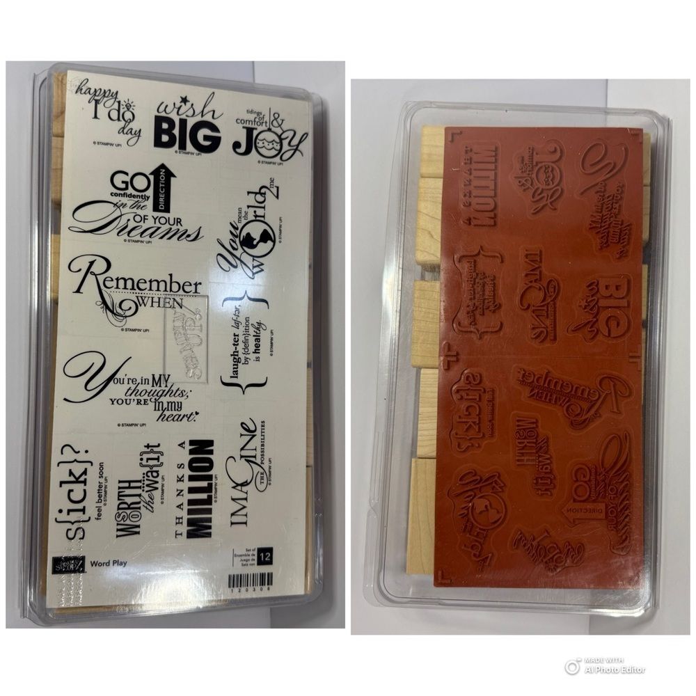 Stampin' Up! 12 piece word play Sentiment Rubber Stamp Set NEW